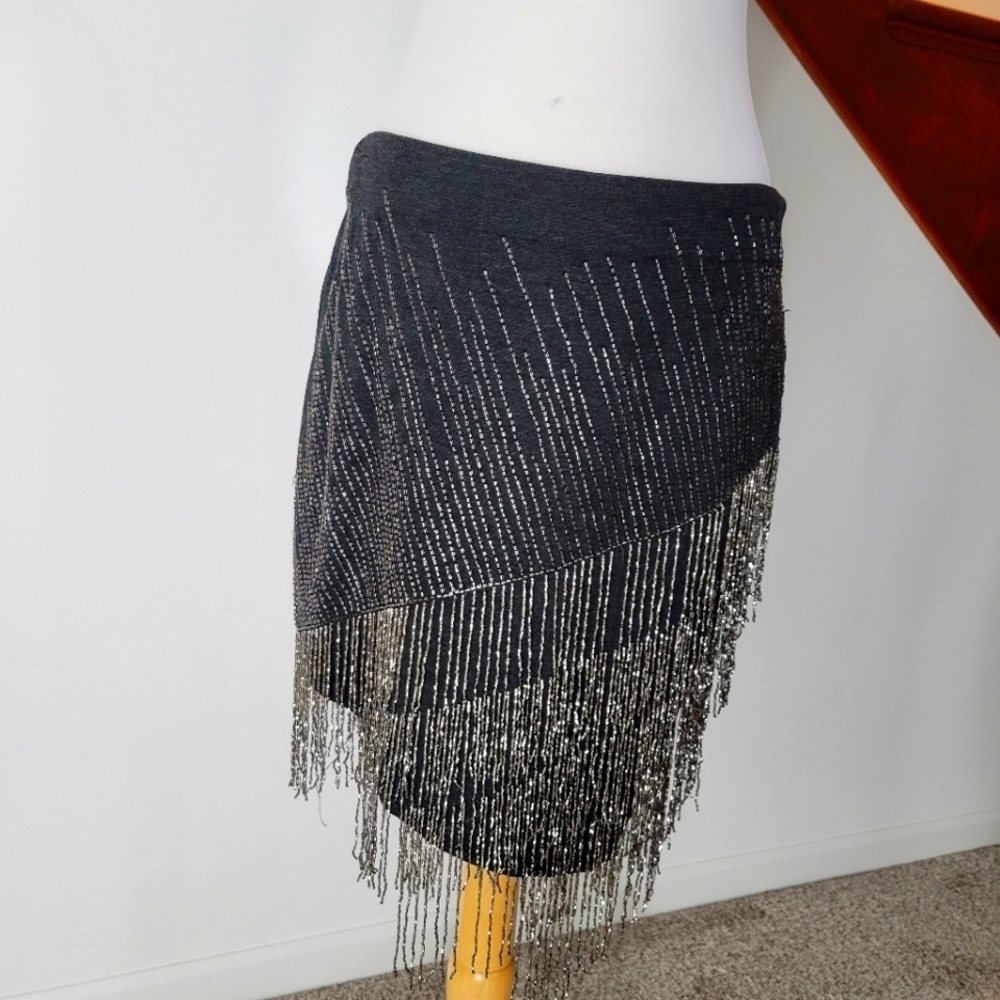 Haute Hippie‎ Embellished Beaded Stretch Mini Skirt Size M New - Picture 4 of 4